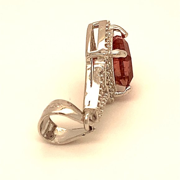 Red Tourmaline 1.90ct White Gold Silver Pendant - Picture 3 of 6